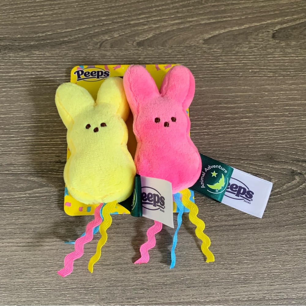 Peeps Animal Kickers Cat Toy Duo Set Pink Yellow Easter Bunny